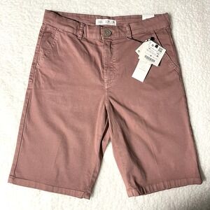 ZARA Boys‎ Pink Chino Shorts Size 10 140 CM Adjustable Waist NWT Cotton Summer